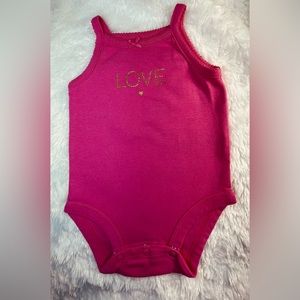 Baby Girl Hot Pink Onesie Tank Top | Gold LOVE | 3 months